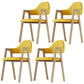 Home Nordric Arm Chair Open Back Wood Stackable Dining Room Chair with Sponge cushion Yellow 4 Piece Set Clearhalo ' kitchen&dining_furn' 'Dining Chairs' 'Dining Tables & Seating' 'dining_chair' 'furn' 'furn_dining_chair' 'Furniture' 'furniture_dining_chair' 'Kitchen & Dining Furniture' 'kitchen' 3582269