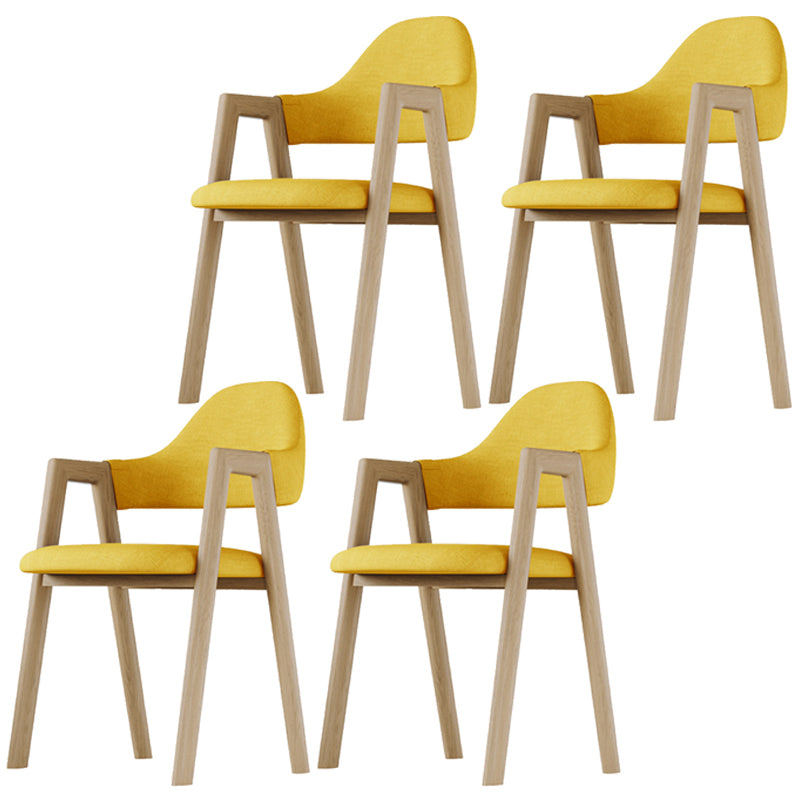 Home Nordric Arm Chair Open Back Wood Stackable Dining Room Chair with Sponge cushion Yellow 4 Piece Set Clearhalo ' kitchen&dining_furn' 'Dining Chairs' 'Dining Tables & Seating' 'dining_chair' 'furn' 'furn_dining_chair' 'Furniture' 'furniture_dining_chair' 'Kitchen & Dining Furniture' 'kitchen' 3582269