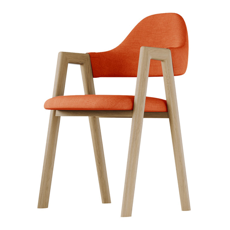 Home Nordric Arm Chair Open Back Wood Stackable Dining Room Chair with Sponge cushion Orange 1 Piece Clearhalo ' kitchen&dining_furn' 'Dining Chairs' 'Dining Tables & Seating' 'dining_chair' 'furn' 'furn_dining_chair' 'Furniture' 'furniture_dining_chair' 'Kitchen & Dining Furniture' 'kitchen' 3582273