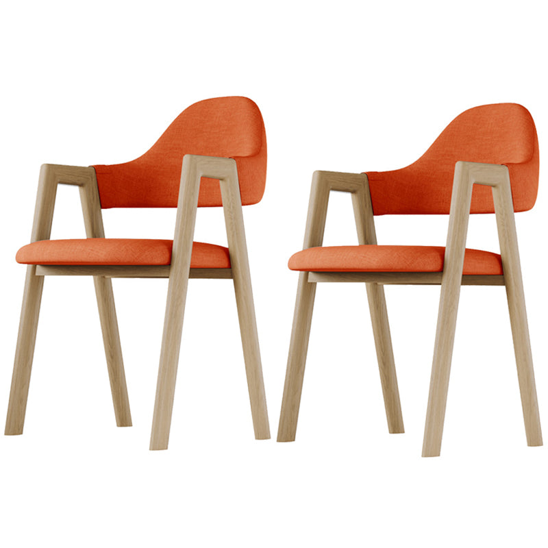 Home Nordric Arm Chair Open Back Wood Stackable Dining Room Chair with Sponge cushion Orange 2 Piece Set Clearhalo ' kitchen&dining_furn' 'Dining Chairs' 'Dining Tables & Seating' 'dining_chair' 'furn' 'furn_dining_chair' 'Furniture' 'furniture_dining_chair' 'Kitchen & Dining Furniture' 'kitchen' 3582274