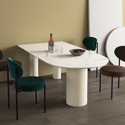 Irregular Sintered Stone Dining Table Modern Island Table with Wooden Double Pedestal Without Chairs Clearhalo ' dining_table' 'Dining Tables & Seating' 'Dining Tables' 'furn' 'furn_dining_table' 'Furniture' 'furniture_dining_table' 'Kitchen & Dining Furniture' 'kitchen&dining_furn' 'kitchen' 'kitchen_dining_table' 3582305