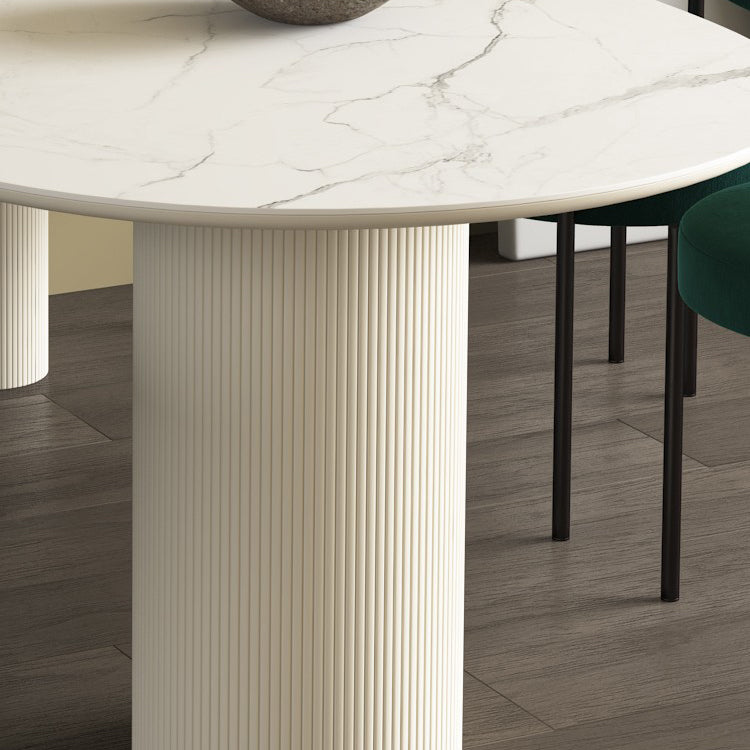 Irregular Sintered Stone Dining Table Modern Island Table with Wooden Double Pedestal Clearhalo ' dining_table' 'Dining Tables & Seating' 'Dining Tables' 'furn' 'furn_dining_table' 'Furniture' 'furniture_dining_table' 'Kitchen & Dining Furniture' 'kitchen&dining_furn' 'kitchen' 'kitchen_dining_table' 3582311