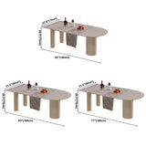 Irregular Sintered Stone Dining Table Modern Island Table with Wooden Double Pedestal Clearhalo ' dining_table' 'Dining Tables & Seating' 'Dining Tables' 'furn' 'furn_dining_table' 'Furniture' 'furniture_dining_table' 'Kitchen & Dining Furniture' 'kitchen&dining_furn' 'kitchen' 'kitchen_dining_table' 3582312