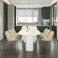 Irregular Sintered Stone Dining Table Modern Island Table with Wooden Double Pedestal Clearhalo ' dining_table' 'Dining Tables & Seating' 'Dining Tables' 'furn' 'furn_dining_table' 'Furniture' 'furniture_dining_table' 'Kitchen & Dining Furniture' 'kitchen&dining_furn' 'kitchen' 'kitchen_dining_table' 3582313