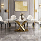 Metal Contemporary Rectangular Table Sintered Stone Table for Dining Room Clearhalo ' dining_table' 'Dining Tables & Seating' 'Dining Tables' 'furn' 'furn_dining_table' 'Furniture' 'furniture_dining_table' 'Kitchen & Dining Furniture' 'kitchen&dining_furn' 'kitchen' 'kitchen_dining_table' 3582346