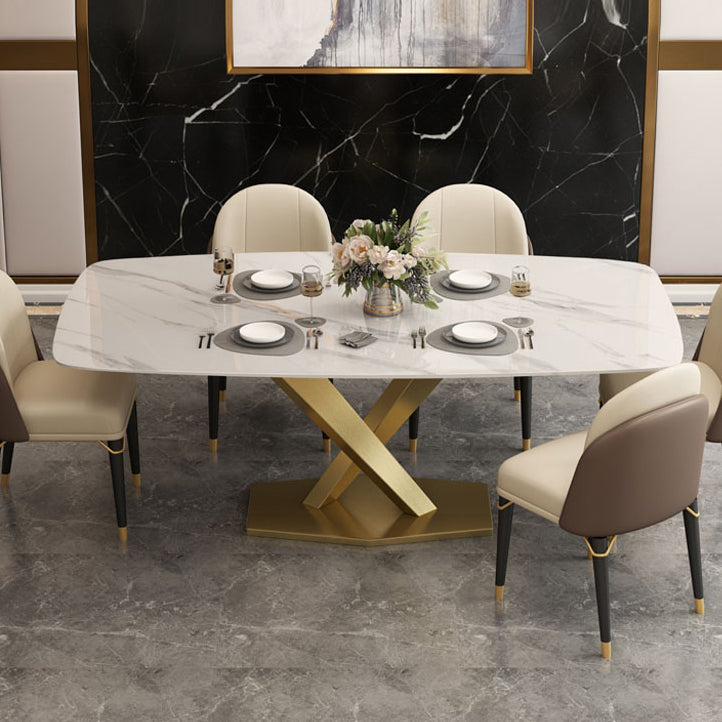Metal Contemporary Rectangular Table Sintered Stone Table for Dining Room Clearhalo ' dining_table' 'Dining Tables & Seating' 'Dining Tables' 'furn' 'furn_dining_table' 'Furniture' 'furniture_dining_table' 'Kitchen & Dining Furniture' 'kitchen&dining_furn' 'kitchen' 'kitchen_dining_table' 3582347