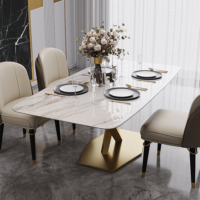 Metal Contemporary Rectangular Table Sintered Stone Table for Dining Room Clearhalo ' dining_table' 'Dining Tables & Seating' 'Dining Tables' 'furn' 'furn_dining_table' 'Furniture' 'furniture_dining_table' 'Kitchen & Dining Furniture' 'kitchen&dining_furn' 'kitchen' 'kitchen_dining_table' 3582348