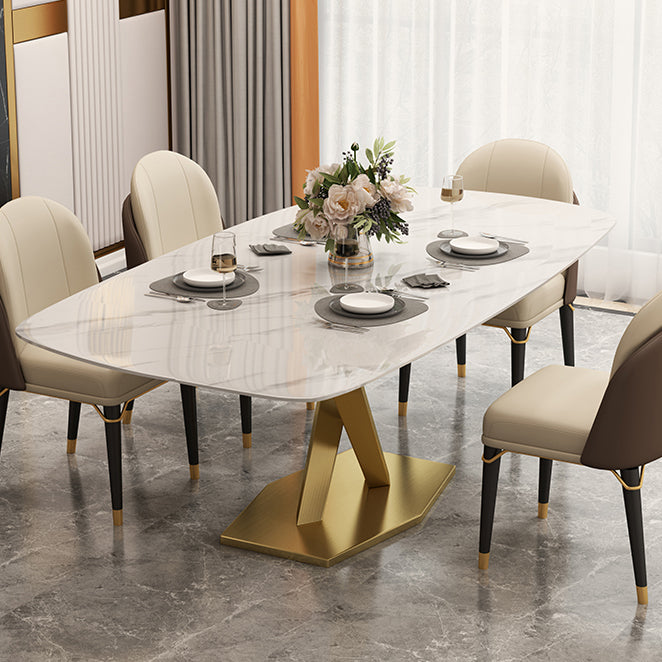 Metal Contemporary Rectangular Table Sintered Stone Table for Dining Room Clearhalo ' dining_table' 'Dining Tables & Seating' 'Dining Tables' 'furn' 'furn_dining_table' 'Furniture' 'furniture_dining_table' 'Kitchen & Dining Furniture' 'kitchen&dining_furn' 'kitchen' 'kitchen_dining_table' 3582349