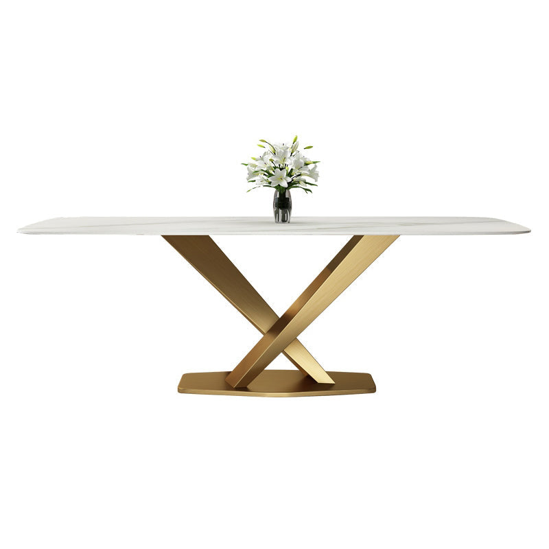Metal Contemporary Rectangular Table Sintered Stone Table for Dining Room Without Chairs Clearhalo ' dining_table' 'Dining Tables & Seating' 'Dining Tables' 'furn' 'furn_dining_table' 'Furniture' 'furniture_dining_table' 'Kitchen & Dining Furniture' 'kitchen&dining_furn' 'kitchen' 'kitchen_dining_table' 3582350