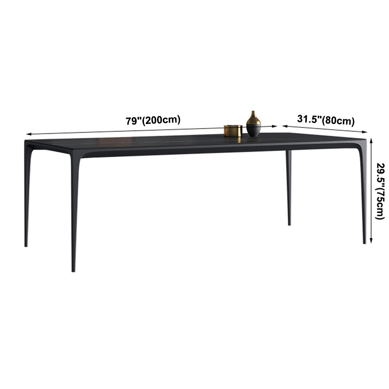 Sintered Stone Black Dining Table Modern Style 4 Legs Table for Dining Room Clearhalo ' dining_table' 'Dining Tables & Seating' 'Dining Tables' 'furn' 'furn_dining_table' 'Furniture' 'furniture_dining_table' 'Kitchen & Dining Furniture' 'kitchen&dining_furn' 'kitchen' 'kitchen_dining_table' 3582375