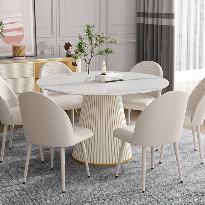 Contemporary Style Stone Table Round Pedestal Casual Dining Table for Home Clearhalo ' dining_table' 'Dining Tables & Seating' 'Dining Tables' 'furn' 'furn_dining_table' 'Furniture' 'furniture_dining_table' 'Kitchen & Dining Furniture' 'kitchen&dining_furn' 'kitchen' 'kitchen_dining_table' 3582383