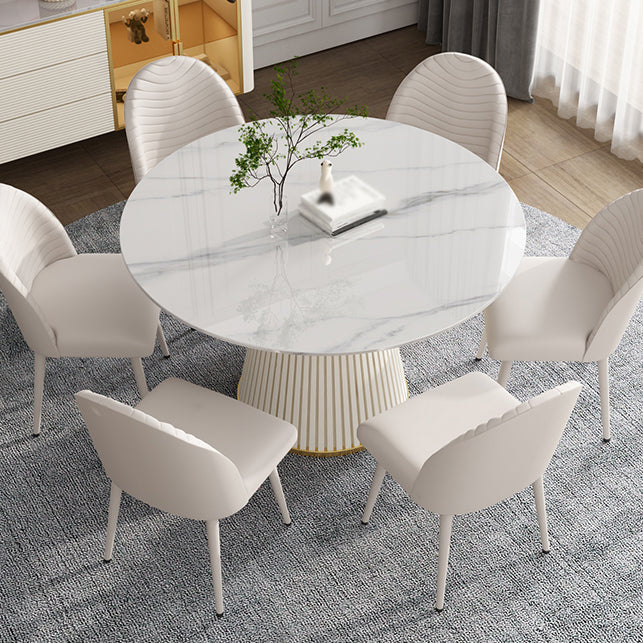 Contemporary Style Stone Table Round Pedestal Casual Dining Table for Home Clearhalo ' dining_table' 'Dining Tables & Seating' 'Dining Tables' 'furn' 'furn_dining_table' 'Furniture' 'furniture_dining_table' 'Kitchen & Dining Furniture' 'kitchen&dining_furn' 'kitchen' 'kitchen_dining_table' 3582384