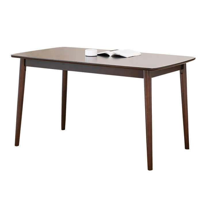 Contemporary Dining Table Rubberwood Rectangle Solid Wood 4 Legs Table for Home Brown Without Chairs Clearhalo ' dining_table' 'Dining Tables & Seating' 'Dining Tables' 'furn' 'furn_dining_table' 'Furniture' 'furniture_dining_table' 'Kitchen & Dining Furniture' 'kitchen&dining_furn' 'kitchen' 'kitchen_dining_table' 3582391