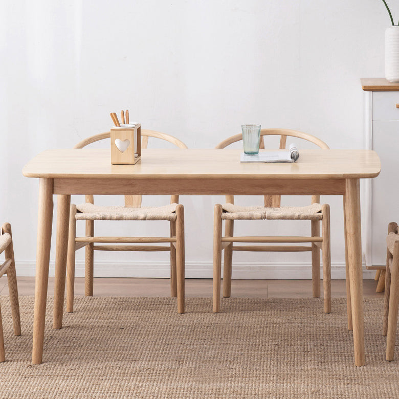 Contemporary Dining Table Rubberwood Rectangle Solid Wood 4 Legs Table for Home Clearhalo ' dining_table' 'Dining Tables & Seating' 'Dining Tables' 'furn' 'furn_dining_table' 'Furniture' 'furniture_dining_table' 'Kitchen & Dining Furniture' 'kitchen&dining_furn' 'kitchen' 'kitchen_dining_table' 3582393