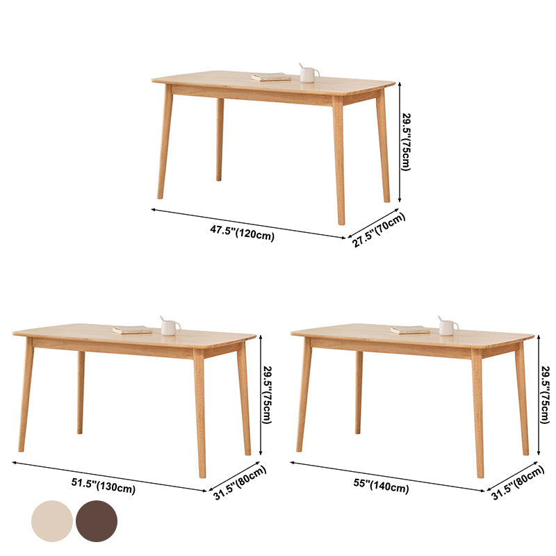 Contemporary Dining Table Rubberwood Rectangle Solid Wood 4 Legs Table for Home Clearhalo ' dining_table' 'Dining Tables & Seating' 'Dining Tables' 'furn' 'furn_dining_table' 'Furniture' 'furniture_dining_table' 'Kitchen & Dining Furniture' 'kitchen&dining_furn' 'kitchen' 'kitchen_dining_table' 3582400