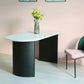 Irregular Sintered Stone Dining Table Modern Island Table with Double Pedestal for Restaurant Clearhalo ' dining_table' 'Dining Tables & Seating' 'Dining Tables' 'furn' 'furn_dining_table' 'Furniture' 'furniture_dining_table' 'Kitchen & Dining Furniture' 'kitchen&dining_furn' 'kitchen' 'kitchen_dining_table' 3582405