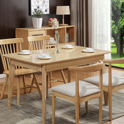Modern Rubberwood Rectangular Dining Table Solid Wood Table in Wood Color Without Chairs Clearhalo ' dining_table' 'Dining Tables & Seating' 'Dining Tables' 'furn' 'furn_dining_table' 'Furniture' 'furniture_dining_table' 'Kitchen & Dining Furniture' 'kitchen&dining_furn' 'kitchen' 'kitchen_dining_table' 3582423