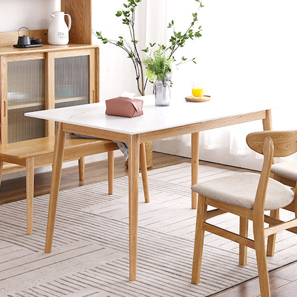 Modern Sintered Stone Dining Table Rectangular Table with Solid Wood Four-leg Clearhalo ' dining_table' 'Dining Tables & Seating' 'Dining Tables' 'furn' 'furn_dining_table' 'Furniture' 'furniture_dining_table' 'Kitchen & Dining Furniture' 'kitchen&dining_furn' 'kitchen' 'kitchen_dining_table' 3582472