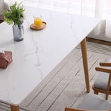 Modern Sintered Stone Dining Table Rectangular Table with Solid Wood Four-leg Clearhalo ' dining_table' 'Dining Tables & Seating' 'Dining Tables' 'furn' 'furn_dining_table' 'Furniture' 'furniture_dining_table' 'Kitchen & Dining Furniture' 'kitchen&dining_furn' 'kitchen' 'kitchen_dining_table' 3582474