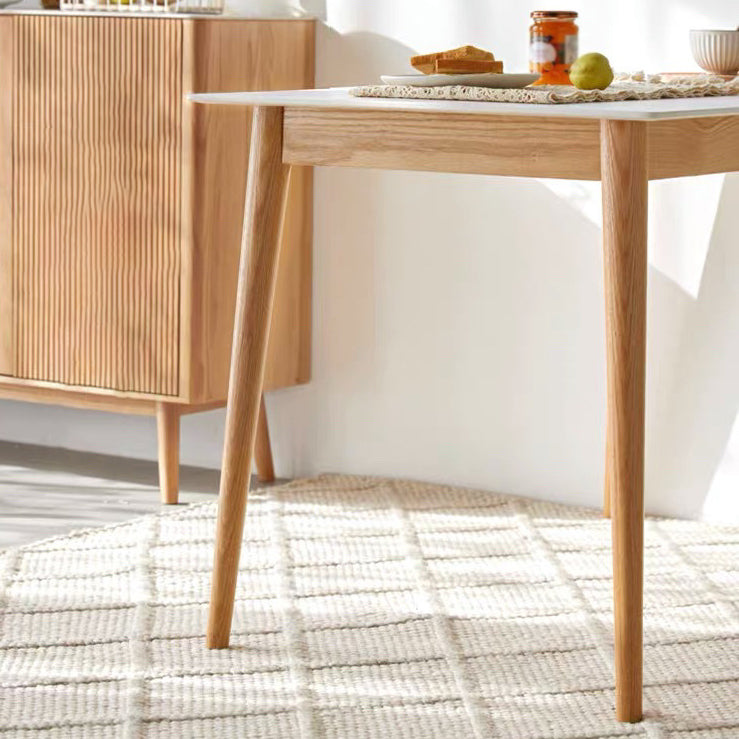 Modern Sintered Stone Dining Table Rectangular Table with Solid Wood Four-leg Clearhalo ' dining_table' 'Dining Tables & Seating' 'Dining Tables' 'furn' 'furn_dining_table' 'Furniture' 'furniture_dining_table' 'Kitchen & Dining Furniture' 'kitchen&dining_furn' 'kitchen' 'kitchen_dining_table' 3582477