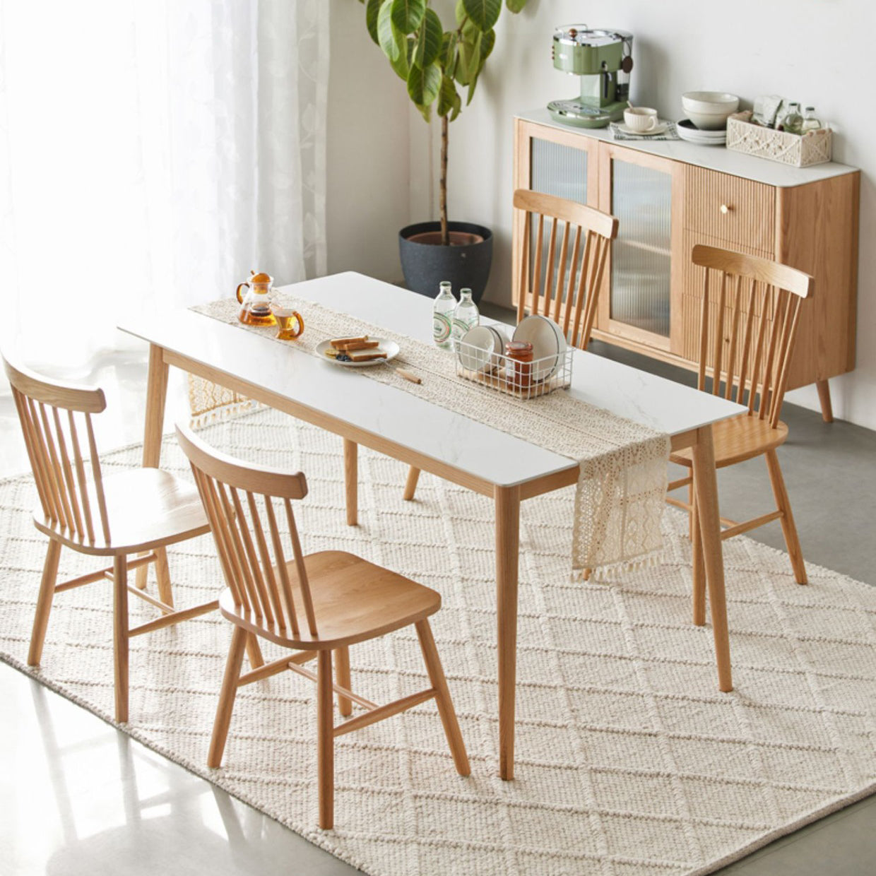 Modern Sintered Stone Dining Table Rectangular Table with Solid Wood Four-leg Clearhalo ' dining_table' 'Dining Tables & Seating' 'Dining Tables' 'furn' 'furn_dining_table' 'Furniture' 'furniture_dining_table' 'Kitchen & Dining Furniture' 'kitchen&dining_furn' 'kitchen' 'kitchen_dining_table' 3582484