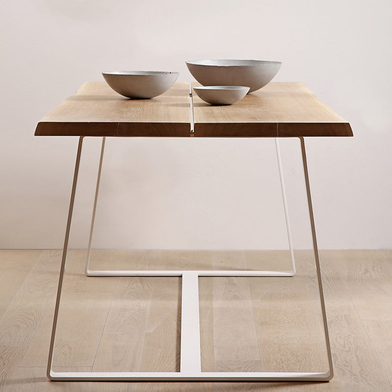 Minimalist Wood Rectangle Shape Dining Table Kitchen Standard Dining Table with Trestle Base Clearhalo ' dining_table' 'Dining Tables & Seating' 'Dining Tables' 'furn' 'furn_dining_table' 'Furniture' 'furniture_dining_table' 'Kitchen & Dining Furniture' 'kitchen&dining_furn' 'kitchen' 'kitchen_dining_table' 3582487