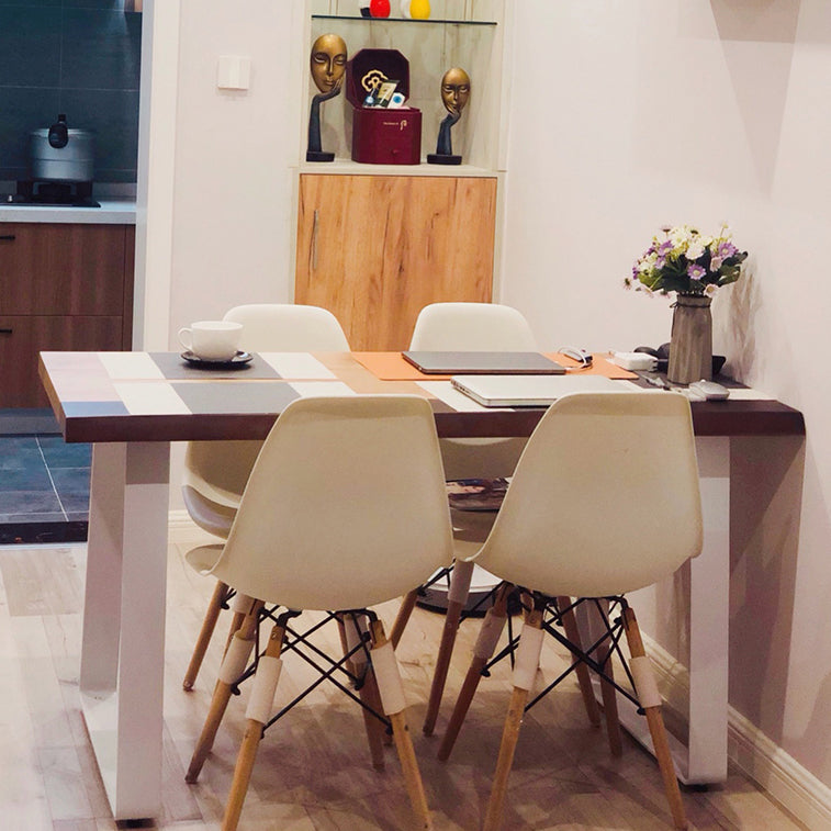 Minimalist Wood Rectangle Shape Dining Table Kitchen Standard Dining Table with Trestle Base Clearhalo ' dining_table' 'Dining Tables & Seating' 'Dining Tables' 'furn' 'furn_dining_table' 'Furniture' 'furniture_dining_table' 'Kitchen & Dining Furniture' 'kitchen&dining_furn' 'kitchen' 'kitchen_dining_table' 3582497