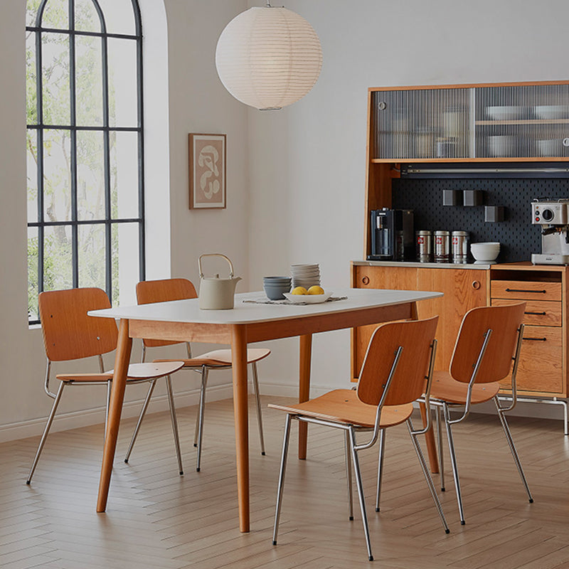 Sintered Stone Top Dining Table Rectangle Table with Wooden Base and 4 Legs Clearhalo ' dining_table' 'Dining Tables & Seating' 'Dining Tables' 'furn' 'furn_dining_table' 'Furniture' 'furniture_dining_table' 'Kitchen & Dining Furniture' 'kitchen&dining_furn' 'kitchen' 'kitchen_dining_table' 3582508