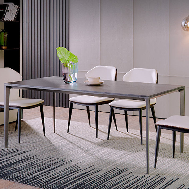 Simplicity Sintered Stone Dining Table Rectangular Table with Metallic Four-leg Clearhalo ' dining_table' 'Dining Tables & Seating' 'Dining Tables' 'Furniture' 'furniture_dining_table' 'Kitchen & Dining Furniture' 'kitchen&dining_furn' 'kitchen' 'kitchen_dining_table' 3582511