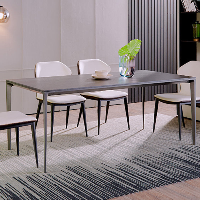 Simplicity Sintered Stone Dining Table Rectangular Table with Metallic Four-leg Clearhalo ' dining_table' 'Dining Tables & Seating' 'Dining Tables' 'Furniture' 'furniture_dining_table' 'Kitchen & Dining Furniture' 'kitchen&dining_furn' 'kitchen' 'kitchen_dining_table' 3582513