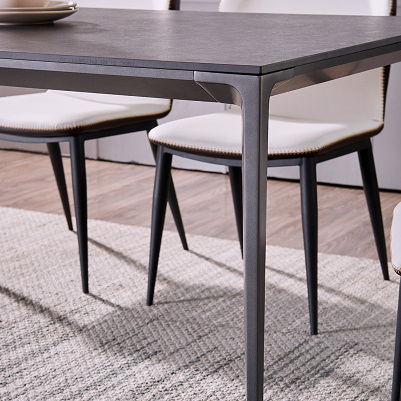 Simplicity Sintered Stone Dining Table Rectangular Table with Metallic Four-leg Clearhalo ' dining_table' 'Dining Tables & Seating' 'Dining Tables' 'Furniture' 'furniture_dining_table' 'Kitchen & Dining Furniture' 'kitchen&dining_furn' 'kitchen' 'kitchen_dining_table' 3582515