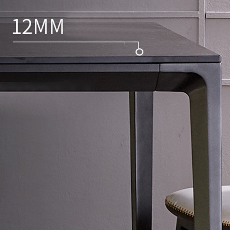 Simplicity Sintered Stone Dining Table Rectangular Table with Metallic Four-leg Clearhalo ' dining_table' 'Dining Tables & Seating' 'Dining Tables' 'Furniture' 'furniture_dining_table' 'Kitchen & Dining Furniture' 'kitchen&dining_furn' 'kitchen' 'kitchen_dining_table' 3582517