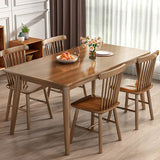 Rectangle Modern Dining Table Brown Tone Fixed Table with Rubberwood Solid Wood Clearhalo ' dining_table' 'Dining Tables & Seating' 'Dining Tables' 'furn' 'furn_dining_table' 'Furniture' 'furniture_dining_table' 'Kitchen & Dining Furniture' 'kitchen&dining_furn' 'kitchen' 'kitchen_dining_table' 3582529