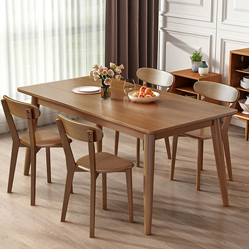 Rectangle Modern Dining Table Brown Tone Fixed Table with Rubberwood Solid Wood Clearhalo ' dining_table' 'Dining Tables & Seating' 'Dining Tables' 'furn' 'furn_dining_table' 'Furniture' 'furniture_dining_table' 'Kitchen & Dining Furniture' 'kitchen&dining_furn' 'kitchen' 'kitchen_dining_table' 3582530