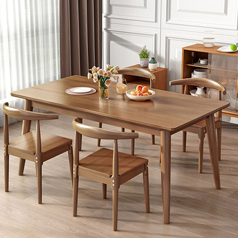 Rectangle Modern Dining Table Brown Tone Fixed Table with Rubberwood Solid Wood Clearhalo ' dining_table' 'Dining Tables & Seating' 'Dining Tables' 'furn' 'furn_dining_table' 'Furniture' 'furniture_dining_table' 'Kitchen & Dining Furniture' 'kitchen&dining_furn' 'kitchen' 'kitchen_dining_table' 3582531
