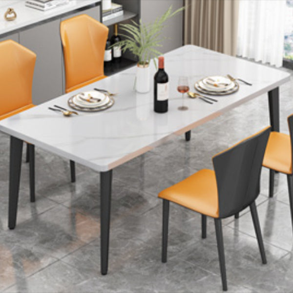 Minimalist Kitchen Rectangle Dining Table Sintered Stone Standard Dining Table with 4 Legs Base White Without Chairs Clearhalo ' dining_table' 'Dining Tables & Seating' 'Dining Tables' 'furn' 'furn_dining_table' 'Furniture' 'furniture_dining_table' 'Kitchen & Dining Furniture' 'kitchen&dining_furn' 'kitchen' 'kitchen_dining_table' 3582536