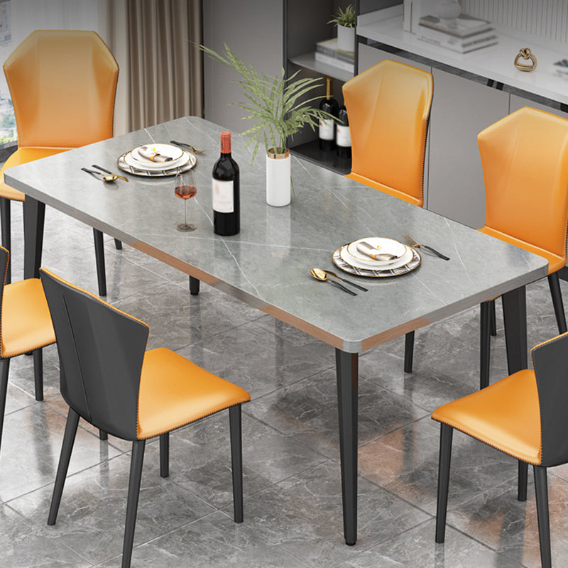 Minimalist Kitchen Rectangle Dining Table Sintered Stone Standard Dining Table with 4 Legs Base Gray Without Chairs Clearhalo ' dining_table' 'Dining Tables & Seating' 'Dining Tables' 'furn' 'furn_dining_table' 'Furniture' 'furniture_dining_table' 'Kitchen & Dining Furniture' 'kitchen&dining_furn' 'kitchen' 'kitchen_dining_table' 3582537