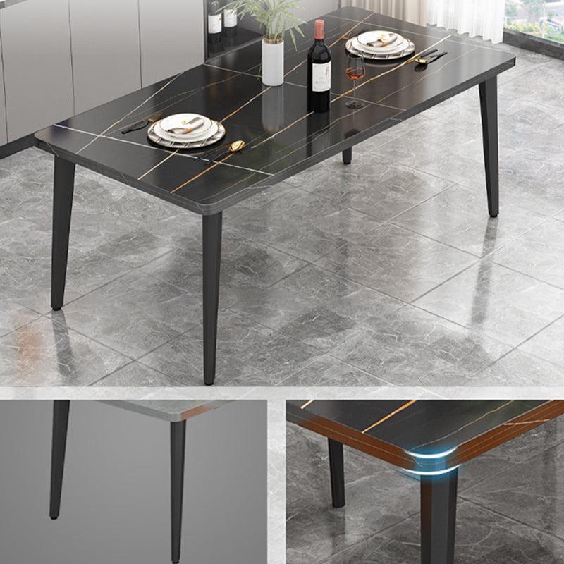 Minimalist Kitchen Rectangle Dining Table Sintered Stone Standard Dining Table with 4 Legs Base Clearhalo ' dining_table' 'Dining Tables & Seating' 'Dining Tables' 'furn' 'furn_dining_table' 'Furniture' 'furniture_dining_table' 'Kitchen & Dining Furniture' 'kitchen&dining_furn' 'kitchen' 'kitchen_dining_table' 3582538