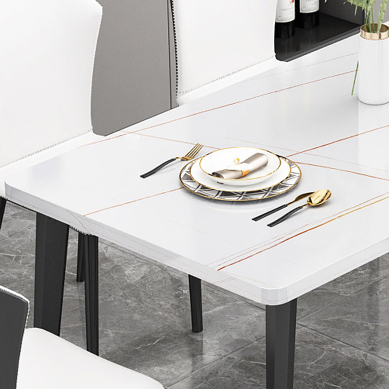 Minimalist Kitchen Rectangle Dining Table Sintered Stone Standard Dining Table with 4 Legs Base Clearhalo ' dining_table' 'Dining Tables & Seating' 'Dining Tables' 'furn' 'furn_dining_table' 'Furniture' 'furniture_dining_table' 'Kitchen & Dining Furniture' 'kitchen&dining_furn' 'kitchen' 'kitchen_dining_table' 3582541