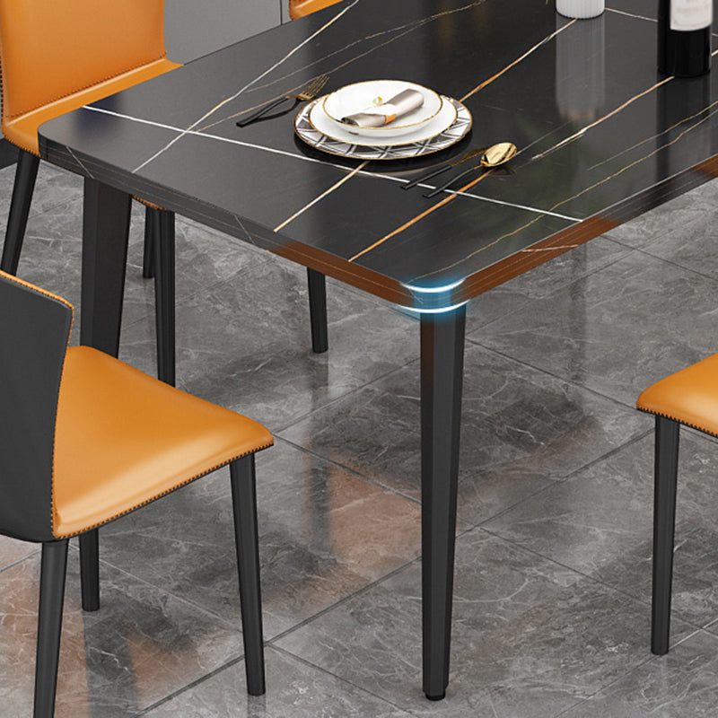 Minimalist Kitchen Rectangle Dining Table Sintered Stone Standard Dining Table with 4 Legs Base Clearhalo ' dining_table' 'Dining Tables & Seating' 'Dining Tables' 'furn' 'furn_dining_table' 'Furniture' 'furniture_dining_table' 'Kitchen & Dining Furniture' 'kitchen&dining_furn' 'kitchen' 'kitchen_dining_table' 3582542