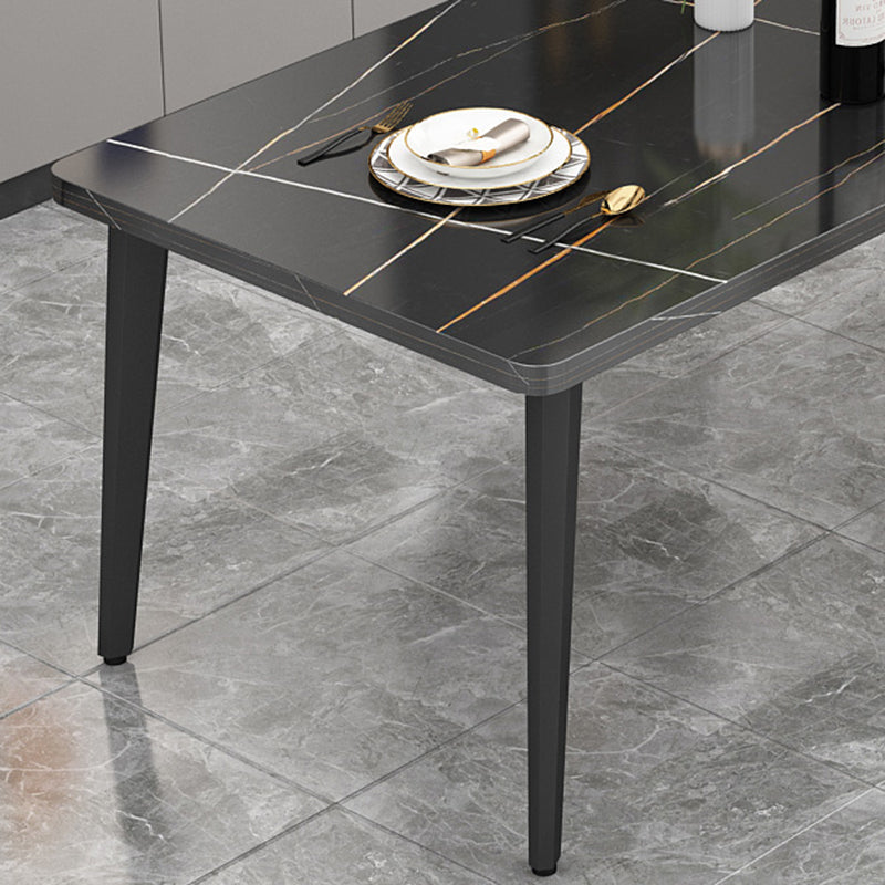 Minimalist Kitchen Rectangle Dining Table Sintered Stone Standard Dining Table with 4 Legs Base Clearhalo ' dining_table' 'Dining Tables & Seating' 'Dining Tables' 'furn' 'furn_dining_table' 'Furniture' 'furniture_dining_table' 'Kitchen & Dining Furniture' 'kitchen&dining_furn' 'kitchen' 'kitchen_dining_table' 3582543
