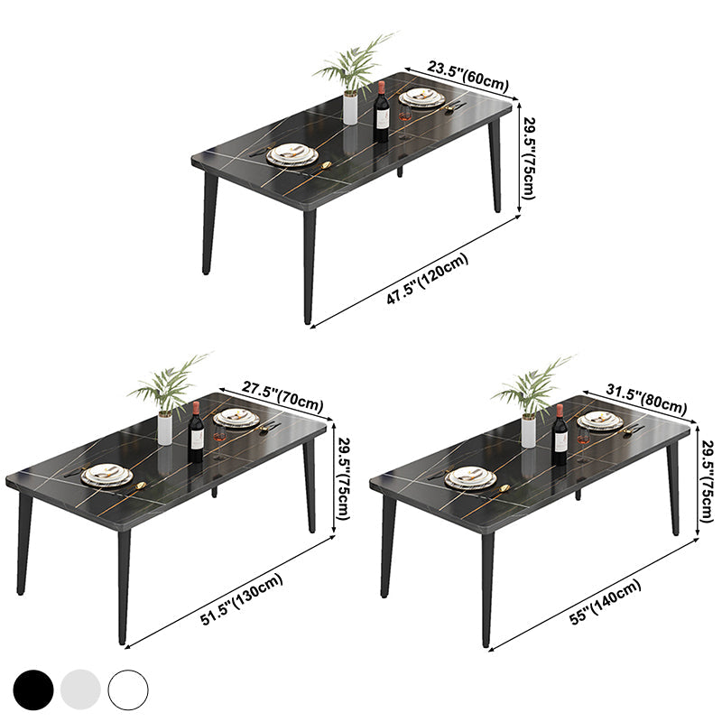 Minimalist Kitchen Rectangle Dining Table Sintered Stone Standard Dining Table with 4 Legs Base Clearhalo ' dining_table' 'Dining Tables & Seating' 'Dining Tables' 'furn' 'furn_dining_table' 'Furniture' 'furniture_dining_table' 'Kitchen & Dining Furniture' 'kitchen&dining_furn' 'kitchen' 'kitchen_dining_table' 3582544