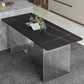 Contemporary Sintered Stone Standard Dining Table Rectangle Dining Table with Double Pedestal Black Without Chairs Clearhalo ' dining_table' 'Dining Tables & Seating' 'Dining Tables' 'furn' 'furn_dining_table' 'Furniture' 'furniture_dining_table' 'Kitchen & Dining Furniture' 'kitchen&dining_furn' 'kitchen' 'kitchen_dining_table' 3582556