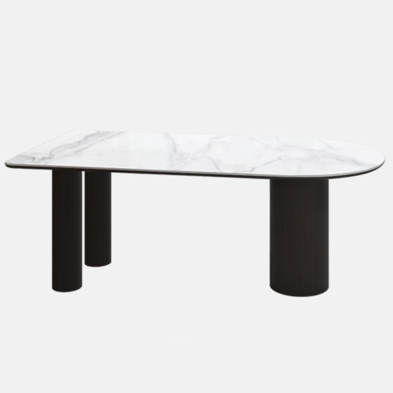 Metal Contemporary Free Form Dining Table Marble Top Table for Dining Room and Kitchen Black Without Chairs Clearhalo ' dining_table' 'Dining Tables & Seating' 'Dining Tables' 'furn' 'furn_dining_table' 'Furniture' 'furniture_dining_table' 'Kitchen & Dining Furniture' 'kitchen&dining_furn' 'kitchen' 'kitchen_dining_table' 3582563