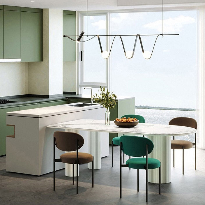 Metal Contemporary Free Form Dining Table Marble Top Table for Dining Room and Kitchen Clearhalo ' dining_table' 'Dining Tables & Seating' 'Dining Tables' 'furn' 'furn_dining_table' 'Furniture' 'furniture_dining_table' 'Kitchen & Dining Furniture' 'kitchen&dining_furn' 'kitchen' 'kitchen_dining_table' 3582571