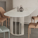 Irregular Sintered Stone Dining Table Modern Island Table with White/Black Double Pedestal Clearhalo ' dining_table' 'Dining Tables & Seating' 'Dining Tables' 'furn' 'furn_dining_table' 'Furniture' 'furniture_dining_table' 'Kitchen & Dining Furniture' 'kitchen&dining_furn' 'kitchen' 'kitchen_dining_table' 3582578