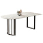 Irregular Sintered Stone Dining Table Modern Island Table with White/Black Double Pedestal Black Without Chairs Clearhalo ' dining_table' 'Dining Tables & Seating' 'Dining Tables' 'furn' 'furn_dining_table' 'Furniture' 'furniture_dining_table' 'Kitchen & Dining Furniture' 'kitchen&dining_furn' 'kitchen' 'kitchen_dining_table' 3582580