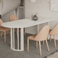 Irregular Sintered Stone Dining Table Modern Island Table with White/Black Double Pedestal Clearhalo ' dining_table' 'Dining Tables & Seating' 'Dining Tables' 'furn' 'furn_dining_table' 'Furniture' 'furniture_dining_table' 'Kitchen & Dining Furniture' 'kitchen&dining_furn' 'kitchen' 'kitchen_dining_table' 3582581