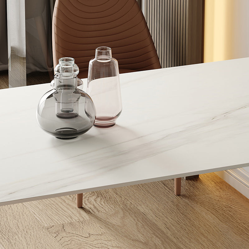 Irregular Sintered Stone Dining Table Modern Island Table with White/Black Double Pedestal Clearhalo ' dining_table' 'Dining Tables & Seating' 'Dining Tables' 'furn' 'furn_dining_table' 'Furniture' 'furniture_dining_table' 'Kitchen & Dining Furniture' 'kitchen&dining_furn' 'kitchen' 'kitchen_dining_table' 3582586