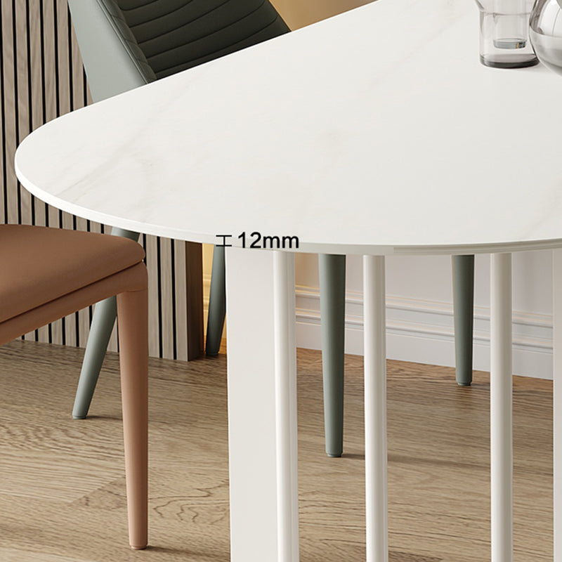 Irregular Sintered Stone Dining Table Modern Island Table with White/Black Double Pedestal Clearhalo ' dining_table' 'Dining Tables & Seating' 'Dining Tables' 'furn' 'furn_dining_table' 'Furniture' 'furniture_dining_table' 'Kitchen & Dining Furniture' 'kitchen&dining_furn' 'kitchen' 'kitchen_dining_table' 3582587